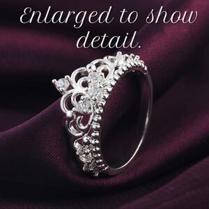 🆕 Sterling Silver Tiara Ring with Zirconias